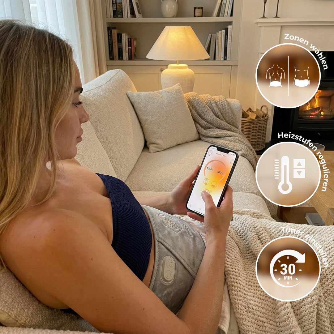 Vulpés BellyBelt Ultra Dual Zone Wärmegürtel – Wärme für Bauch, Unterleib & Rücken | Infrarotwärme für Periodenkomfort | Entwickelt in Deutschland