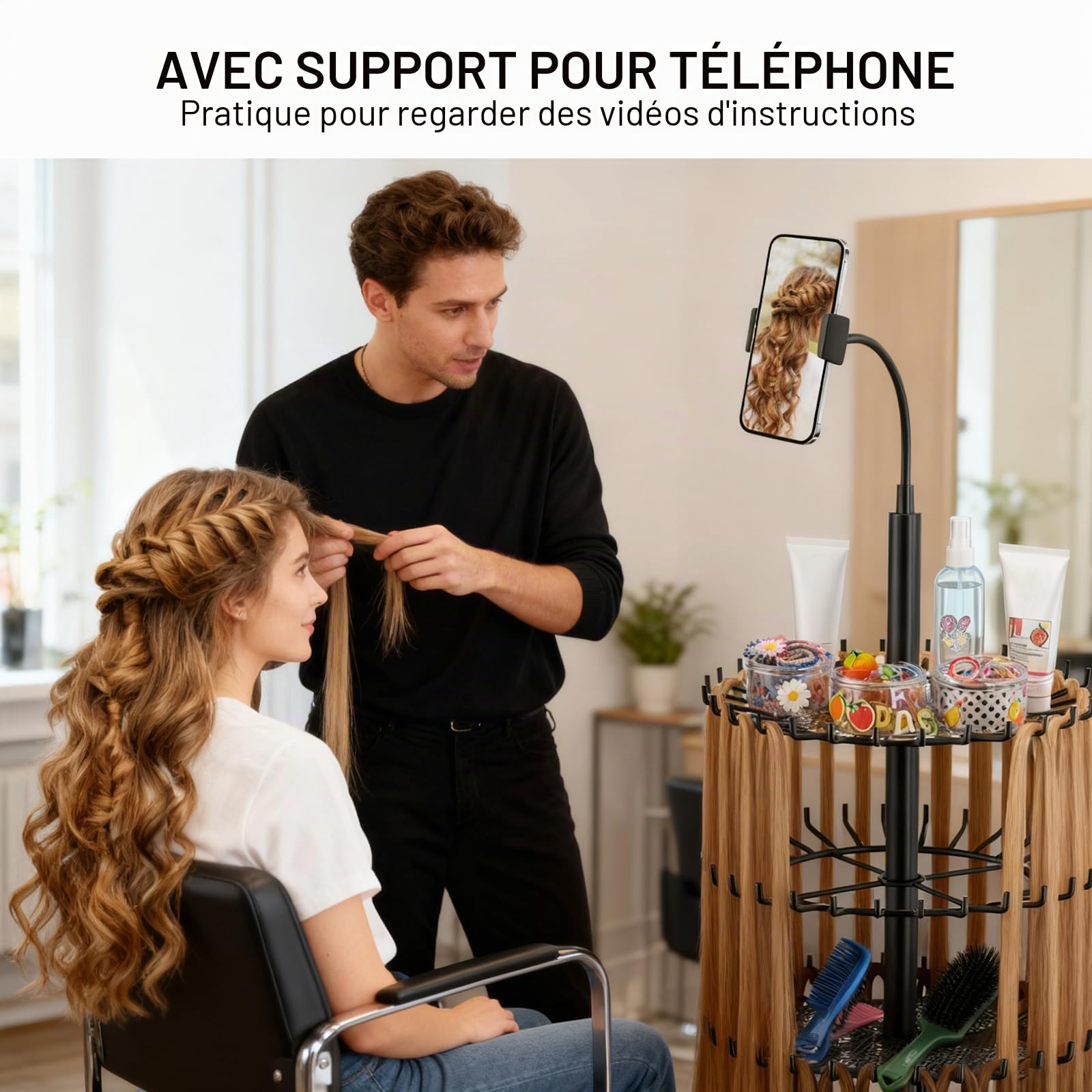 Support de Perruque avec Support pour Téléphone