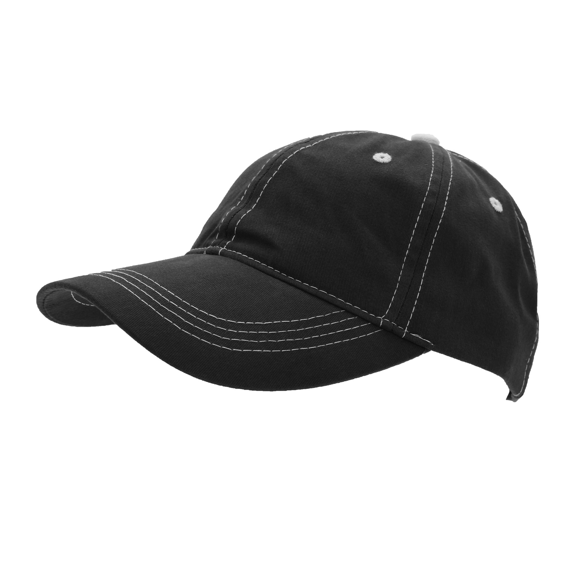 Result Unisex Plush Contrast Stitch Baseball Cap (One Size) (Black/Natural Cream Contr)