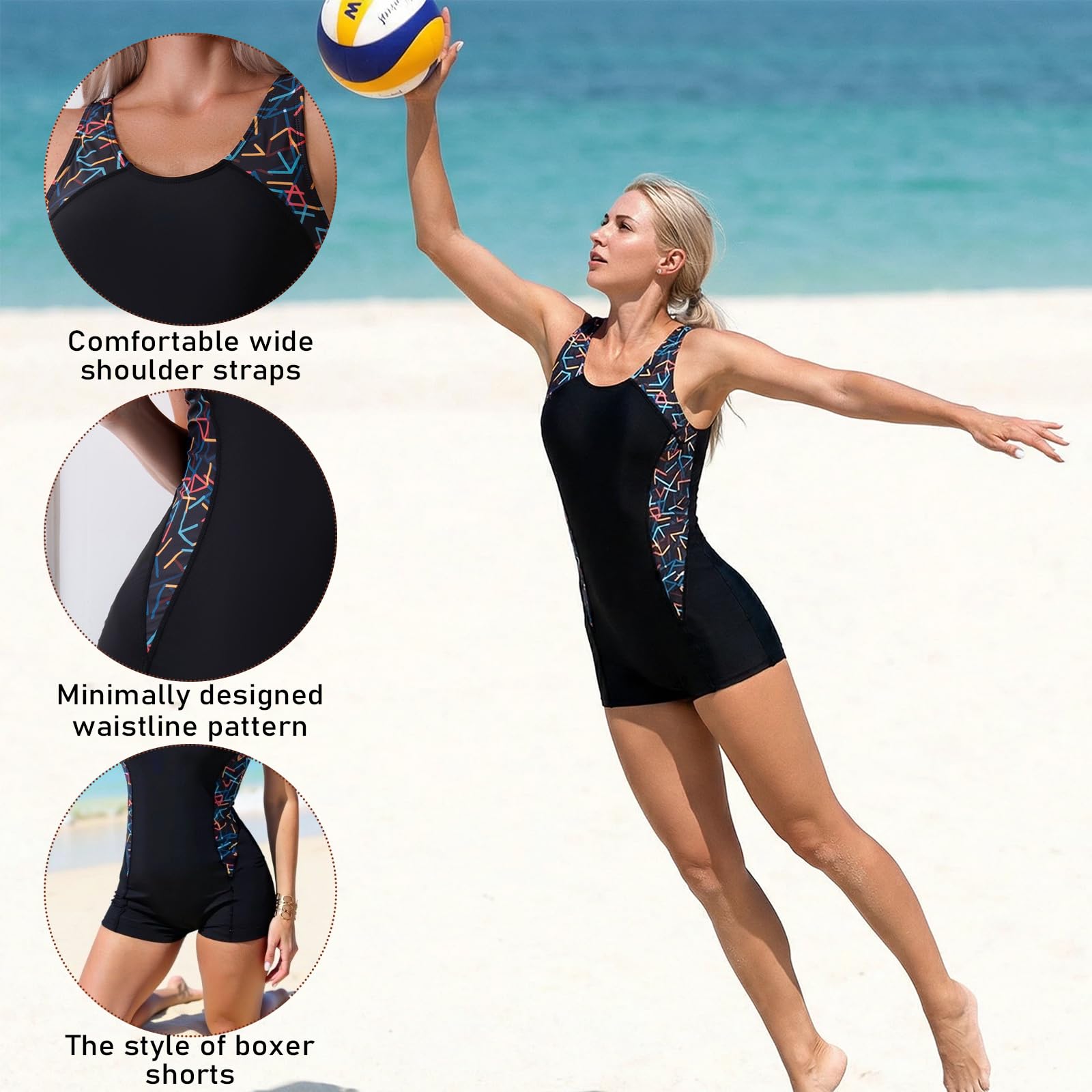 Bañador Natacion Mujer 1 Pieza Modesto Control de Abdomen Secado Rápido Deportivo Pro One Piece