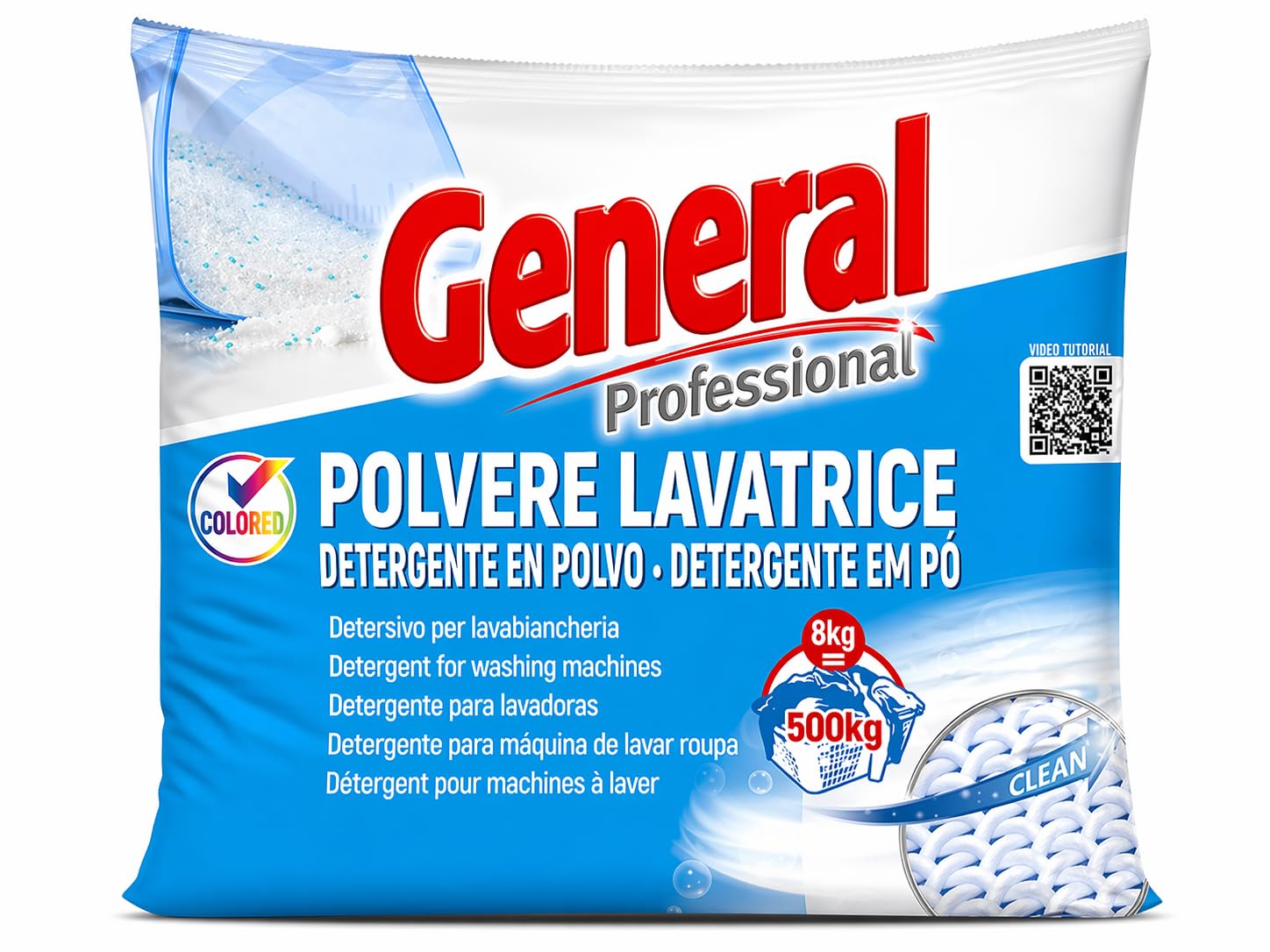 Detersivo Lavatrice Polvere e Lavaggio a Mano - 8Kg - Detergente in Polvere Senza Fosfati, Alta Efficacia Tessuti Bianchi e Colorati, Attivo a Basse Temperature