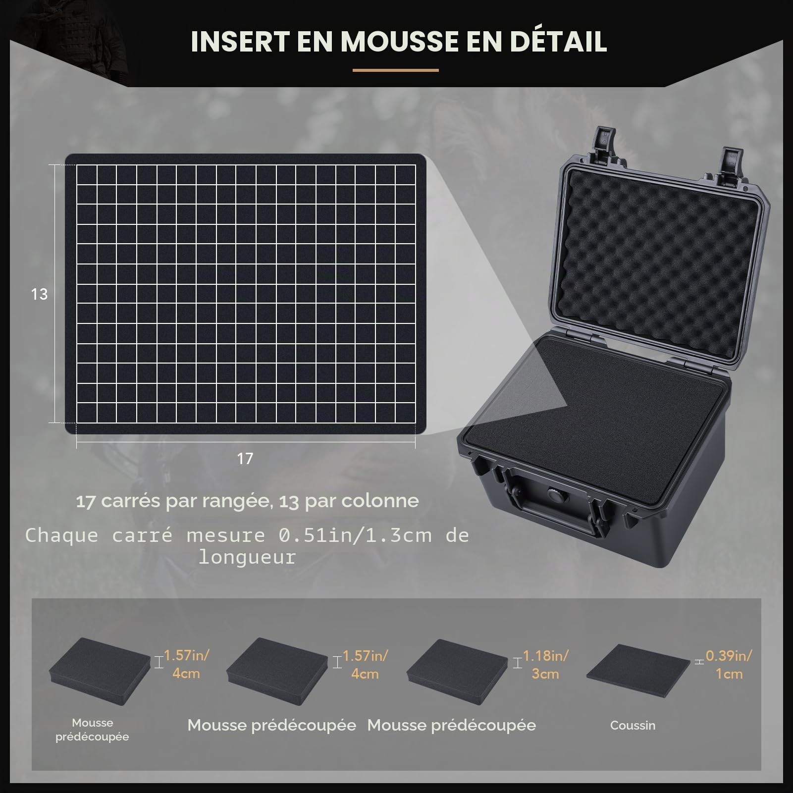 Lykus HC-2520 Mallette Valise Case étanche avec Mousse, Taille intérieure 25x19x15,5 cm, Convient pour Petit électronique et Plus