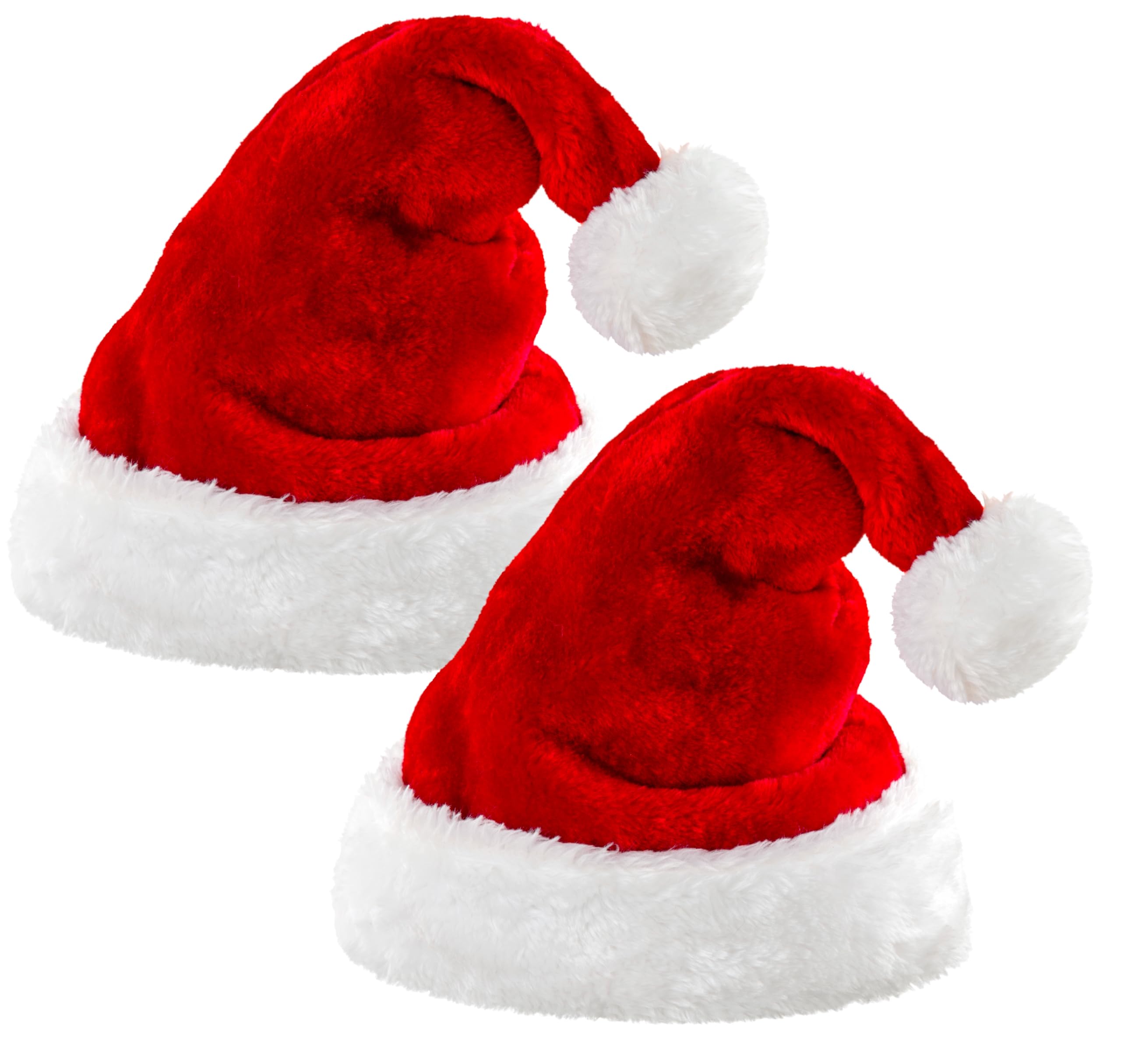 MERRYXMAS 2 x Santa Hat - Red - One Size - Adults & Children - Christmas