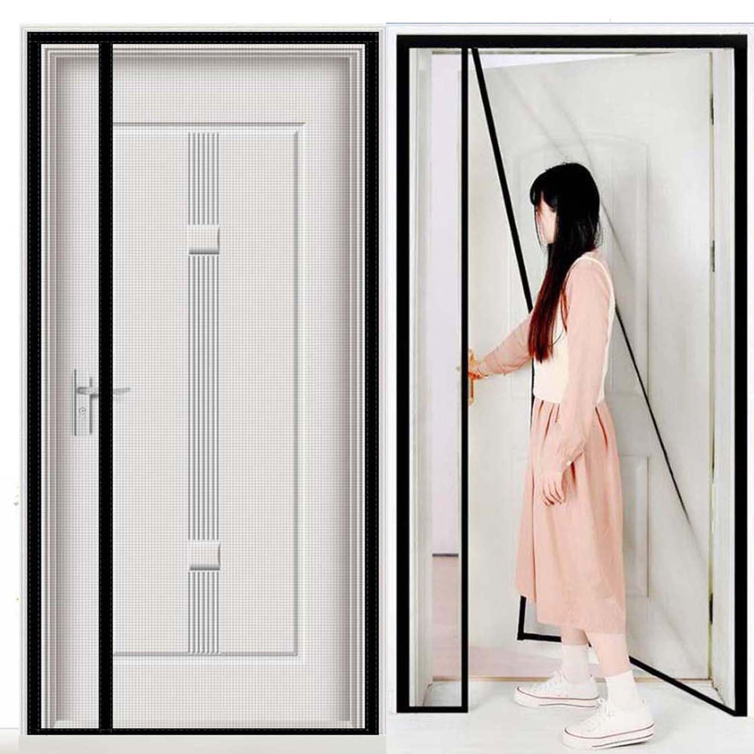 Mosquiteras de tamaño personalizado con imanes automáticos de cierre hermético, cortina de malla magnética para puertas de balcón, sala de estar, dormitorios, cocinas