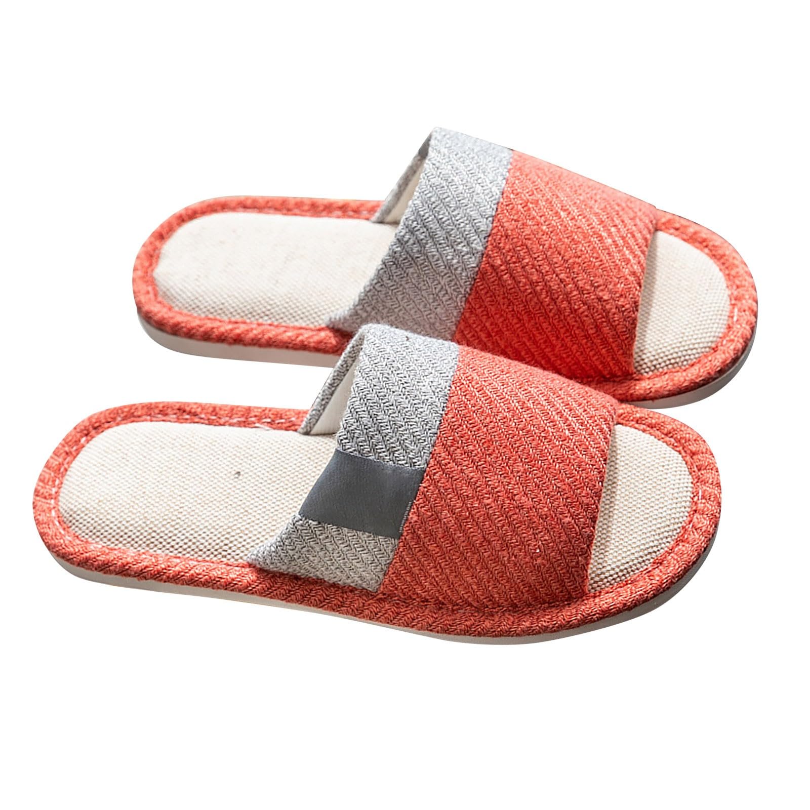 womens slipper slip on Open Toe Slippers Women Summers Cute Slip on Home Indoor Footwear Casual Non-Slip Bathroom Shoes Comfortable Warm Wide Fit Silent House Sliders Autumn Winter Gifts Red 5