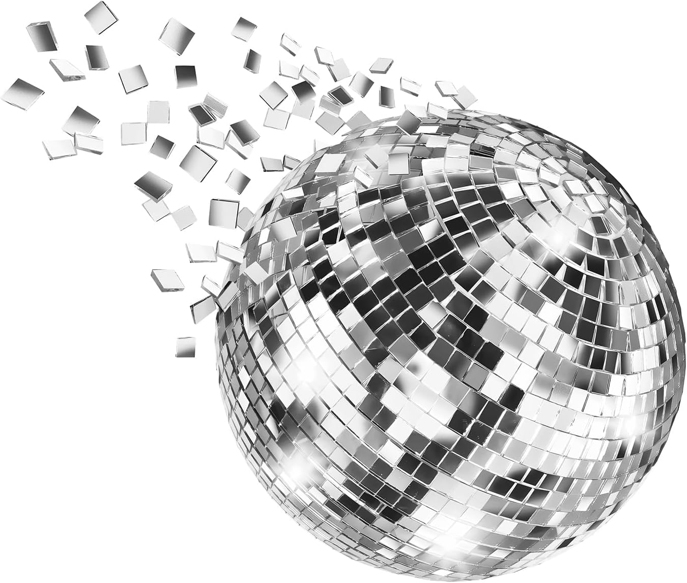 Mirror Disco Ball with Attached String for Hanging Ring, Reflects Light, Party Favor, 5" (4-Pack)