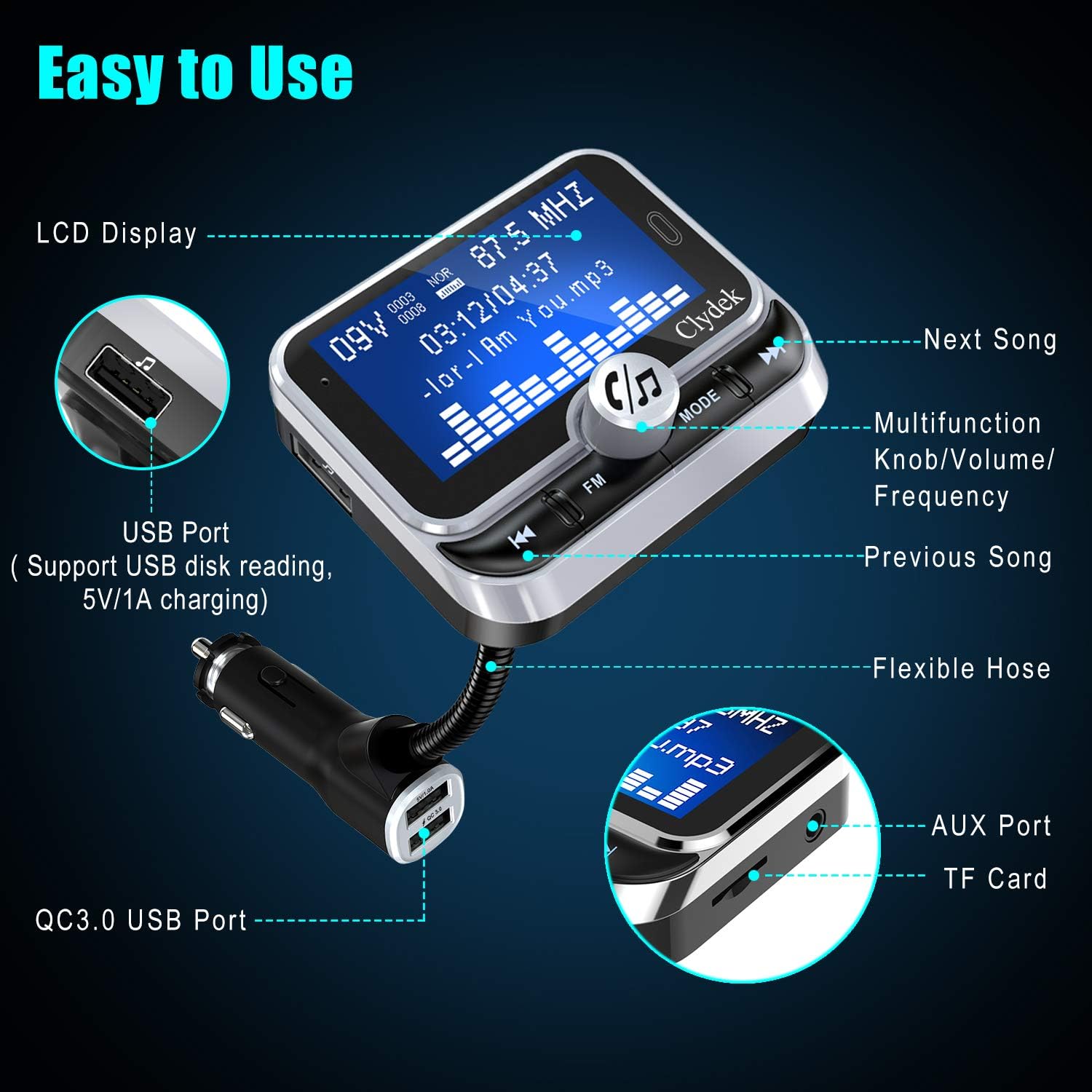 One-Day Sale: Up to 50% Off Bluetooth FM Transmitter for Car, Clydek Car Charger Adapter 1.8” Large Display Bluetooth Car Adapter, 4 Music Play Modes,Fast Charger,Hands Free,AUX Input&Output 80% Off Discount Bluetooth FM Transmitter for Car, Clydek Car Charger Adapter 1.8” Large Display Bluetooth Car Adapter, 4 Music Play Modes,Fast Charger,Hands Free,AUX Input&Output
