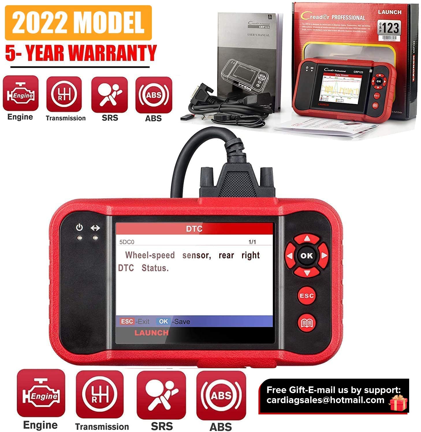 LAUNCH OBD2 Scanner CRP123 2022 Modelo motor/ABS/SRS...B073GW5MTS