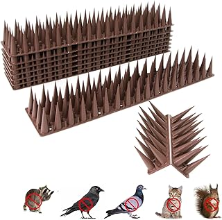 Bird Spikes, 10Packs 9.84 Ft Bird Deterrent Spikes Strips Bird Spikes for Small Birds Deterrent Spikes for Fences and Roof to Keep Birds Away (Brown-10packs)