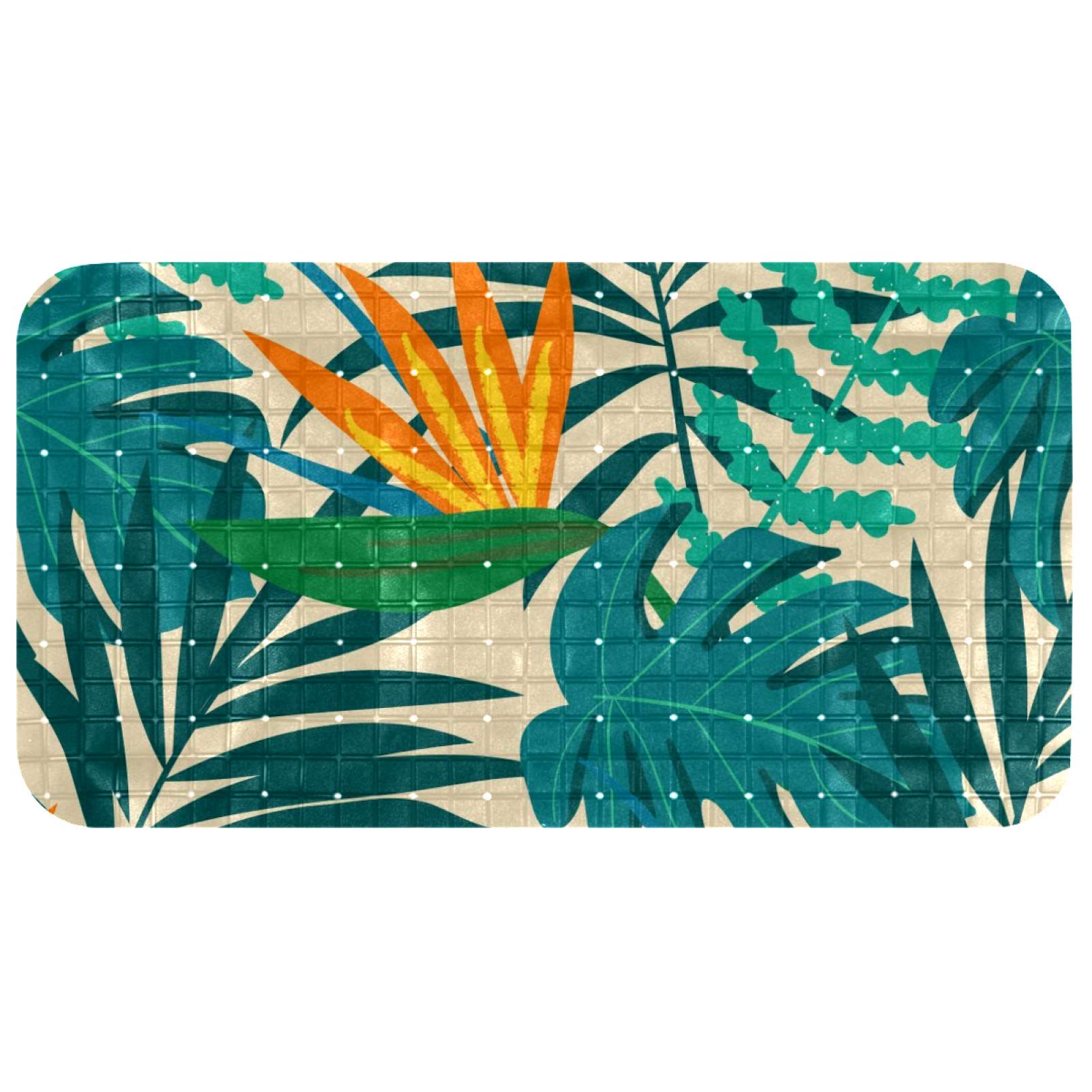 Tapis de bain en PVC Bennigiry anti-glissade pour baignoire motif feuilles tropicales