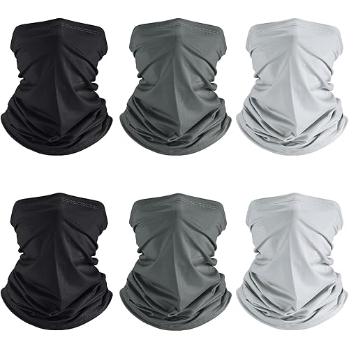 Geyoga 6 Pieces Summer UV Protection Cooling Neck Gaiter Face Clothing Neck Gaiter Mask Scarf Sunscreen Breathable Bandana