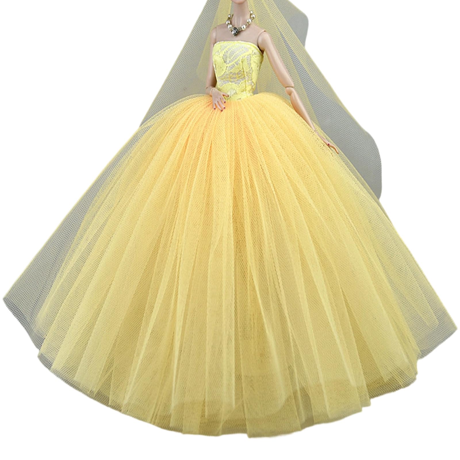 Beautiful Ball Gown for 6inch Dolls with, Yellow