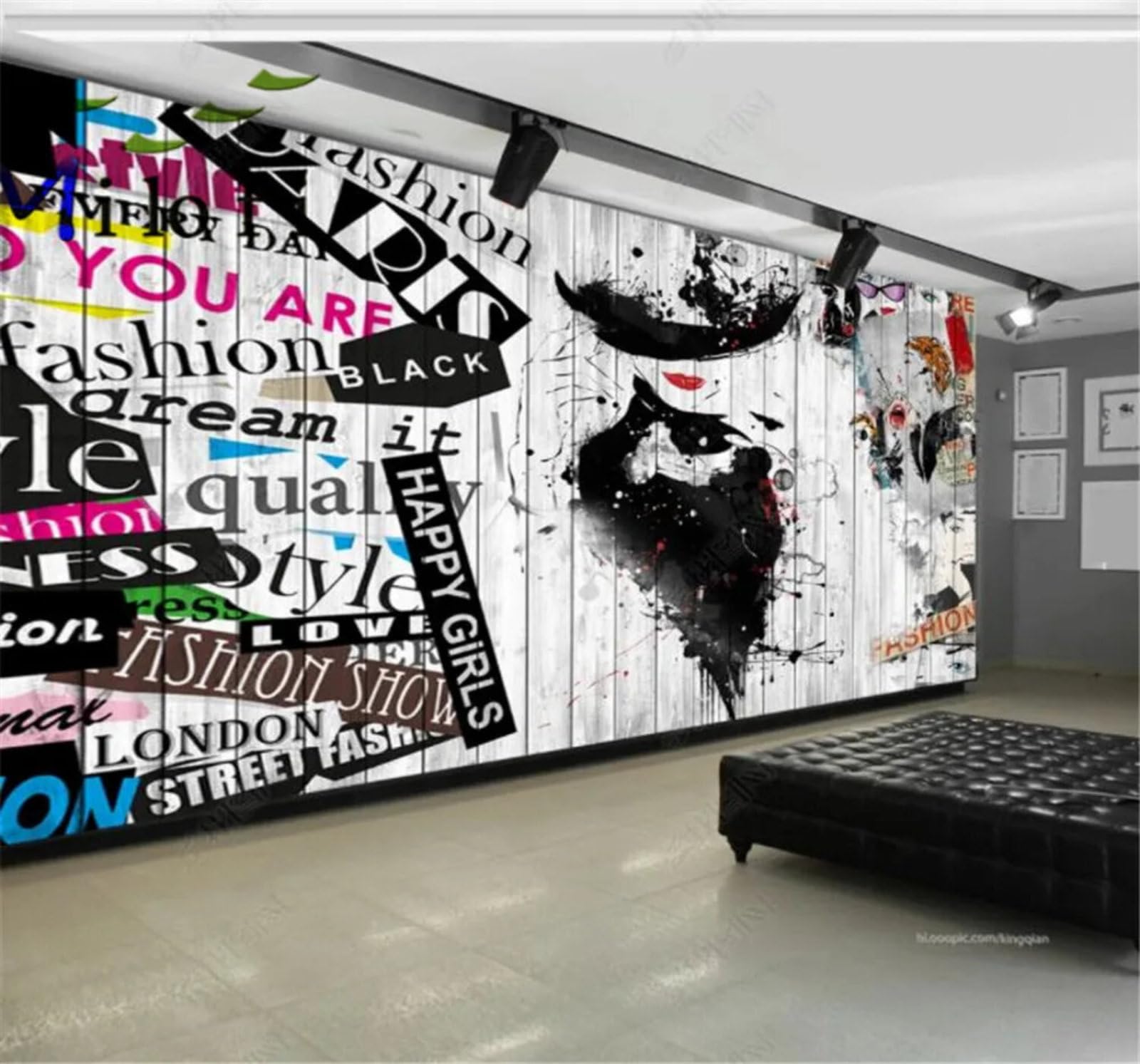 Xlming 400Cm×280Cm(B×H) Sketch Hand Drawn Beautiful Woman Clothing Shop Workwear 3D Wallpaper Silky Texture Home Study Office Grey Dining Room Sofa Bedroom Living Room Tv Backdrop-400Cm×280Cm