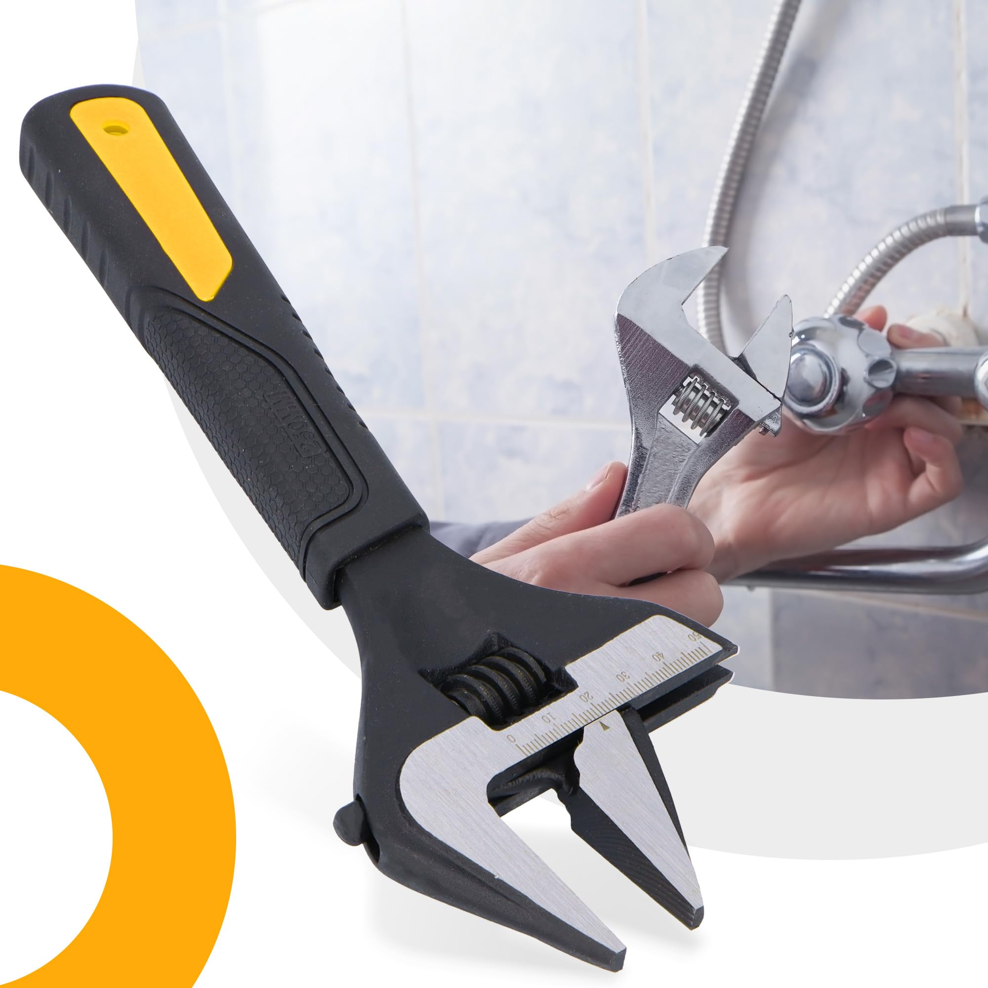 Llave Inglesa Ajustable Con Rango De Apertura de 0-50 mm para Trabajos de Mecánica Y Construcción Longitud 250 mm para Tornillos Y Tuercas