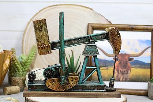 Miniatura 7 de Ebros Gift Rústico Vintage Nodding Donkey Pumpjack Oil Derrick Rig Soporte para botellas de vino Estante Caddy Estatua Salvaje Oeste Pumpjack