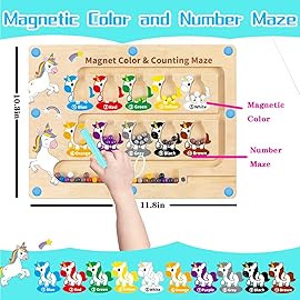 HONGID Magnetic Color and Number Maze,Uniorn Gifts for Girls,Montessori Toys for 2 3 4 5 Year Old,Learning Educational Sensory Toys for Toddlers and Kids Boys Girls,Christmas Birthday Gift for Kids