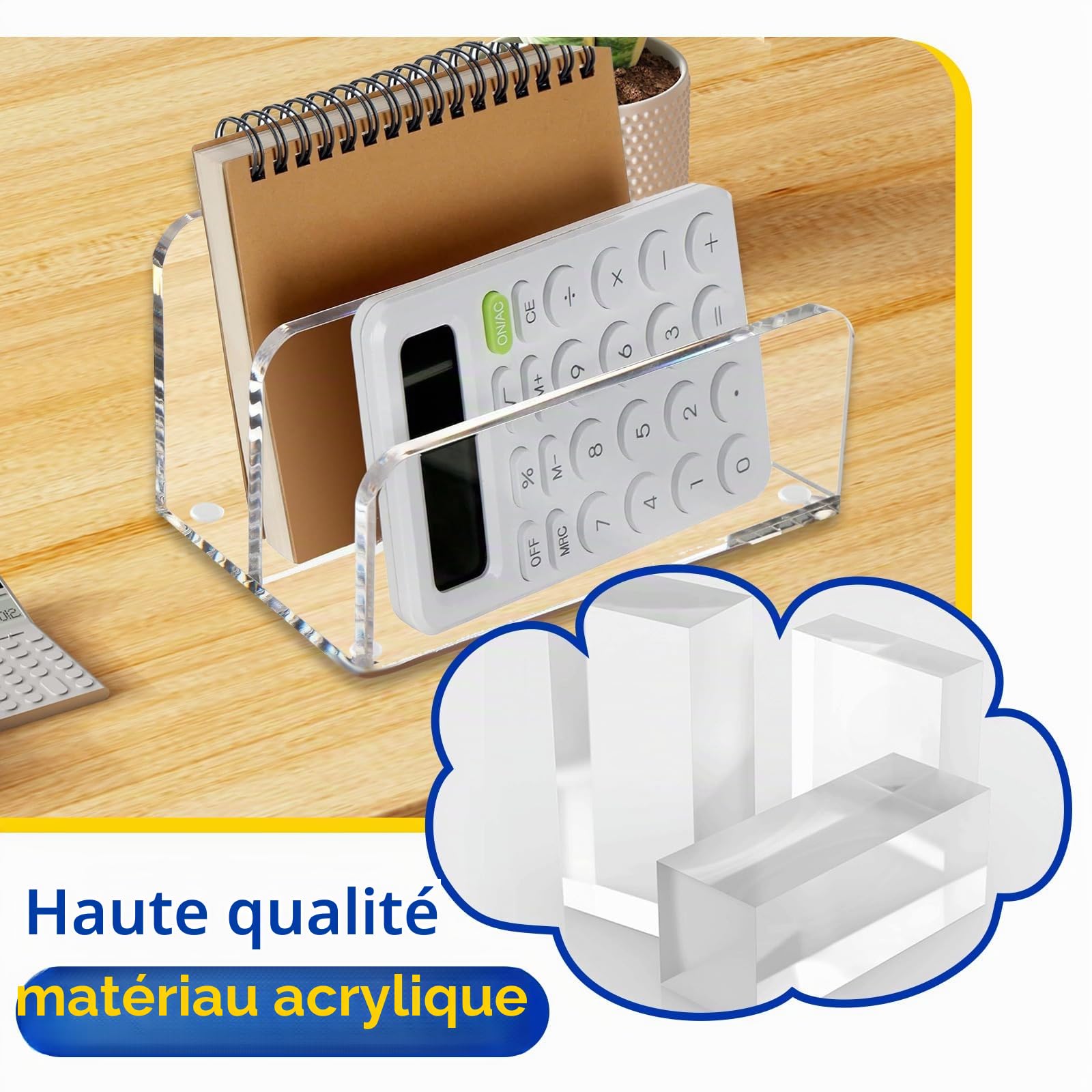 Lot de 2 organiseurs de courrier pour bureau, 2 sections en acrylique transparent, trieur de courrier vertical, moderne, pour la maison, le bureau, les enveloppes, les documents