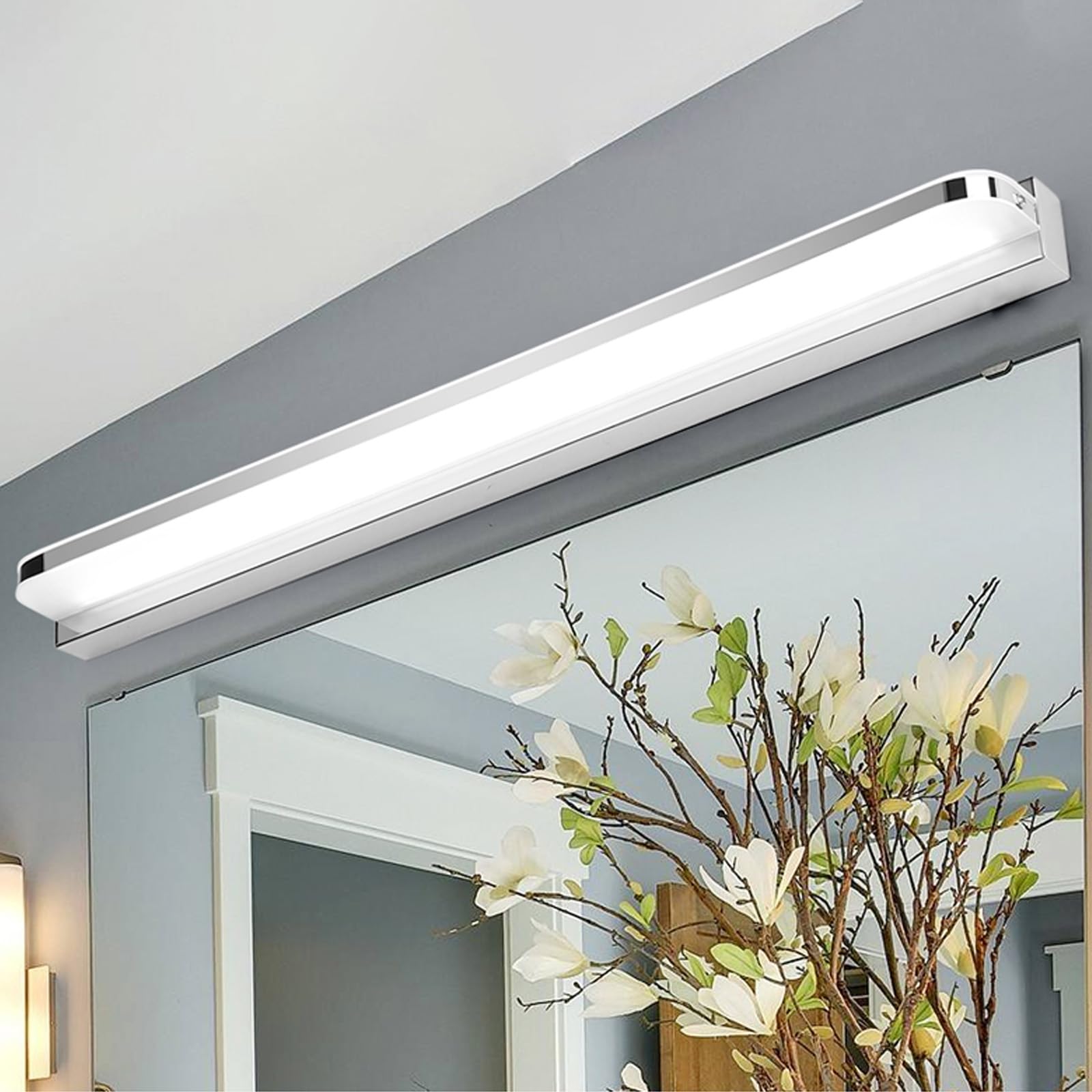 LED Spiegelleuchte Bad Wasserdicht Wandleuchte Modern Minimalistisch Lange Wandbeleuchtung Bildbeleuchtung Metall Wandleuchten Wohnzimmer Schlafzimmer Schminktisch (Weiß Warmes Licht,110cm)