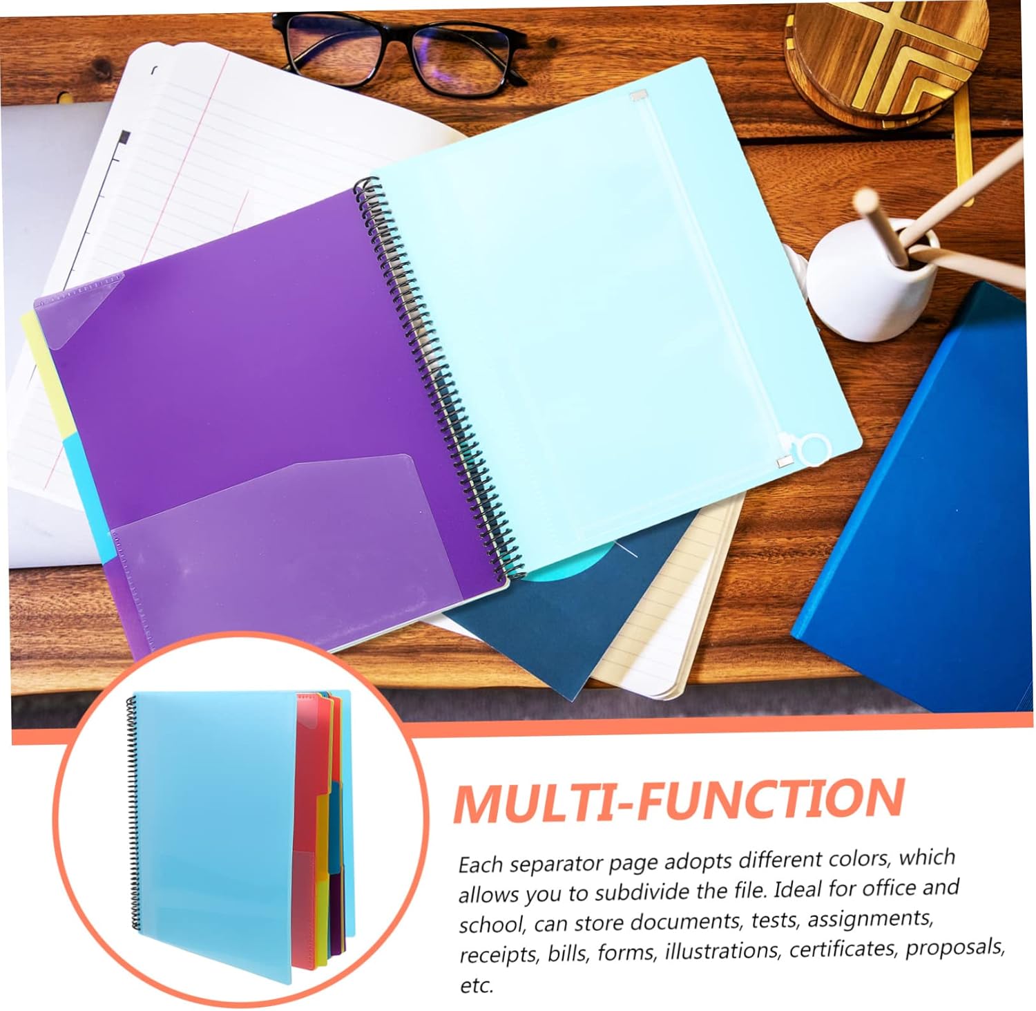 COHEALI File Organizer Coil Design Page Document Folder for Office and Home Flexible Use Smooth Edges Lightweight for Easy Storage and Transport