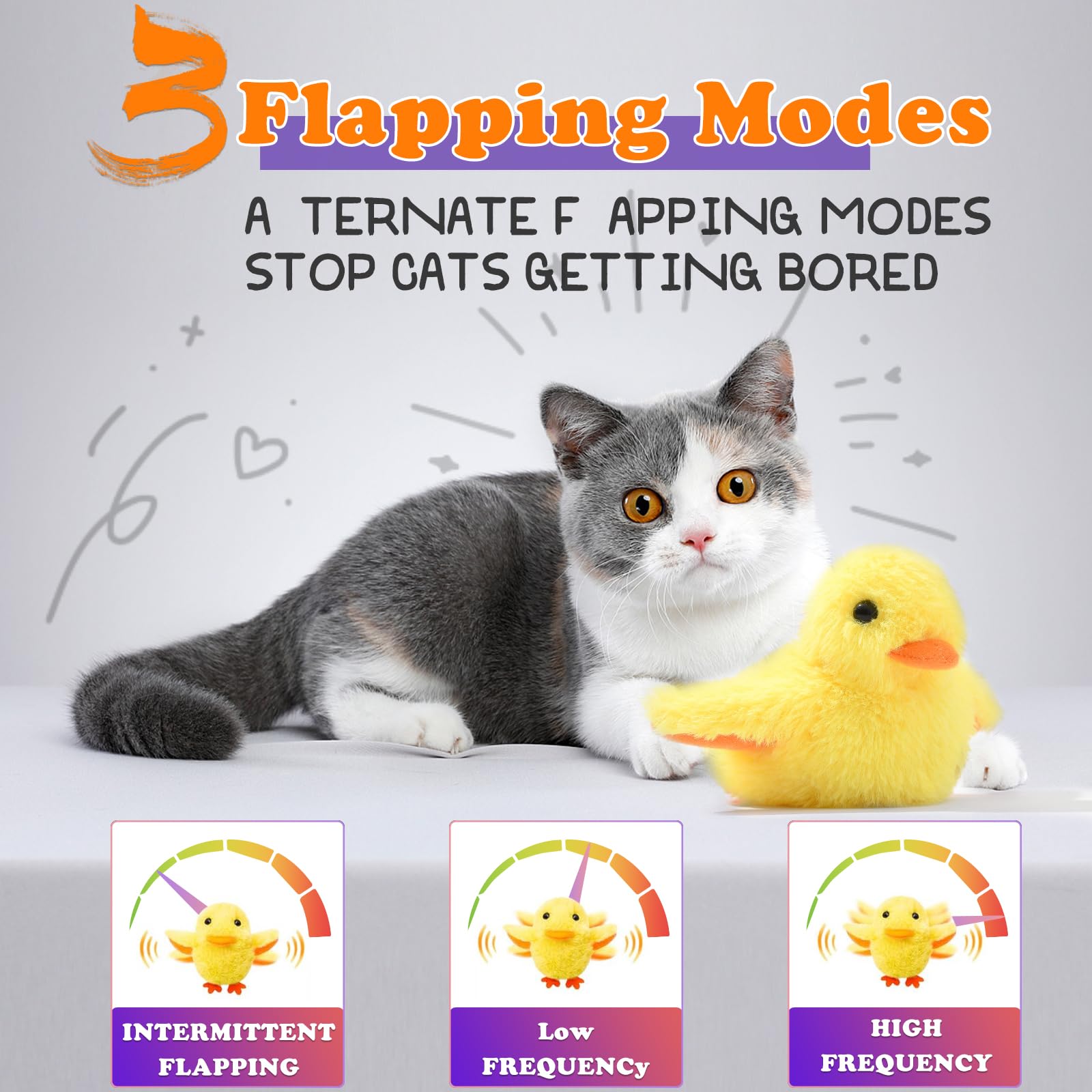 Sensor Activated Pet Toys Rechargeable Catnip Duck Toy With Flapping ...