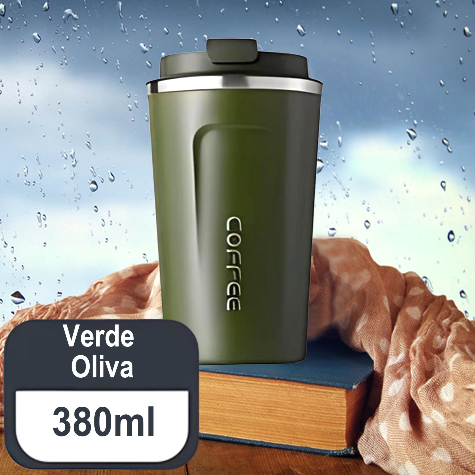 Goodatech 380ml/13oz Tazza Viaggio caffè Termica in acciaio inossidabile, Senza BPA Vuoto Isolato Borraccia, Auto Bicchiere con Coperchio a Tenuta Stagna, per caffè caldo/freddo (Verde)
