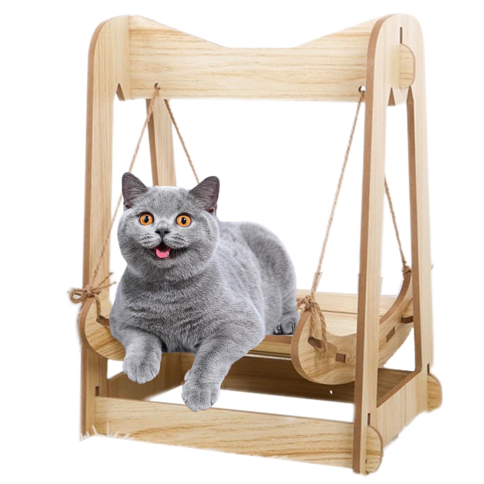 Divano per gatti in legno, altalena per cani, amaca per cani, letto a riposo per gattini, amaca per animali domestici, mobili per animali domestici in legno per gatti, cani, coniglietti, gattini e