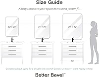 Vista 6 de Better Bevel - Espejo rectangular de esquina redondeada sin marco de 24 x 36 pulgadas, borde biselado de 1 pulgada, espejo de pared de baño