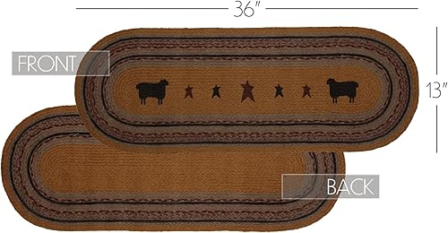 Miniatura 2 de VHC Brands Primitive - Camino de yute ovalado de oveja Heritage Farms para mesa y cocina, 13 x 36 pulgadas, amarillo mostaza