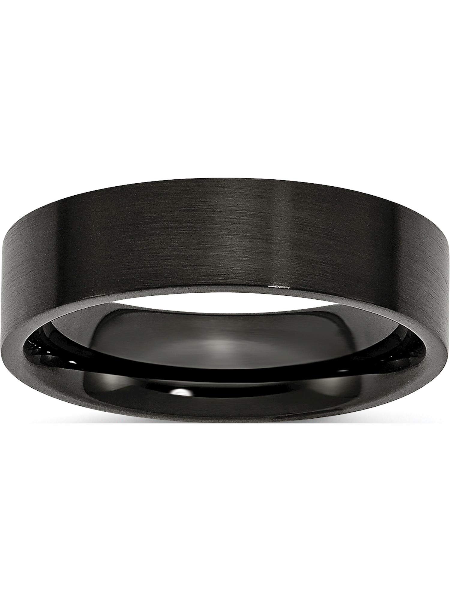 Chisel Stainless Steel 6mm Black IP-Plated Brushed Flat Band (Width=6)