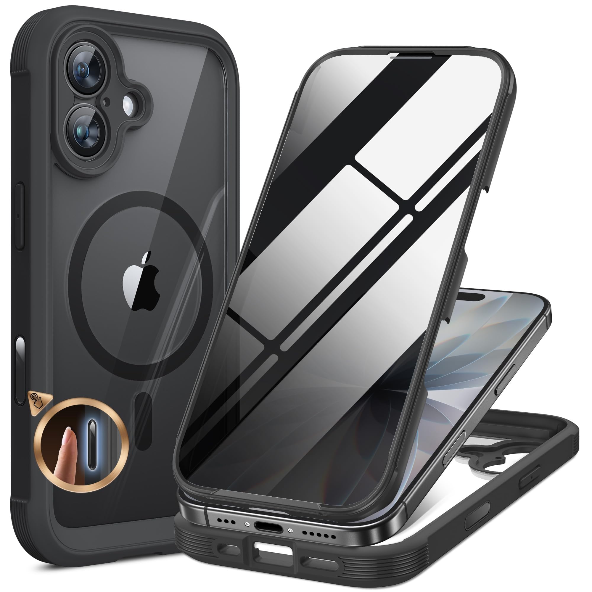 Photo 1 of Miracase Magnetic for iPhone 17 Case with Privacy Screen Protector [Compatible with MagSafe],Full Camera Protection and Full Body Shockproof Bumper 17 Phone Cover 6.3", Black