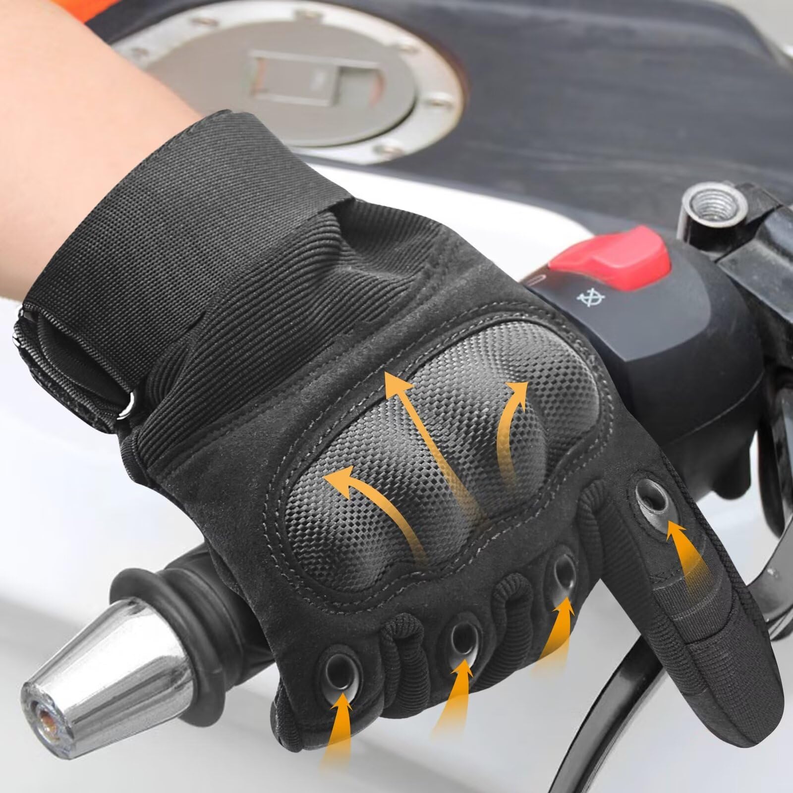 COTOP Motorradhandschuhe Herren, Robust Handschuhe Motorrad mit Protektoren, Sommer Leichte Handschuhe mit Touchscreen für Motocross, Moped, Mofa, Roller Vespa (XXL) Auto & Motorrad
