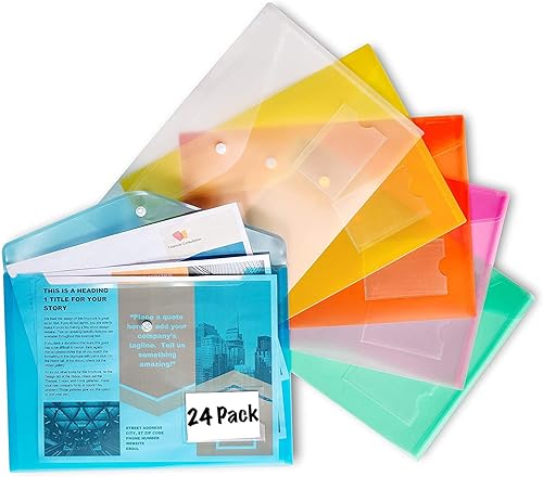 Sobres de plástico, carpetas de archivos de polietileno, carpetas de documentos transparentes, tamaño de hoja A4 de EE. UU., cierre de botón a