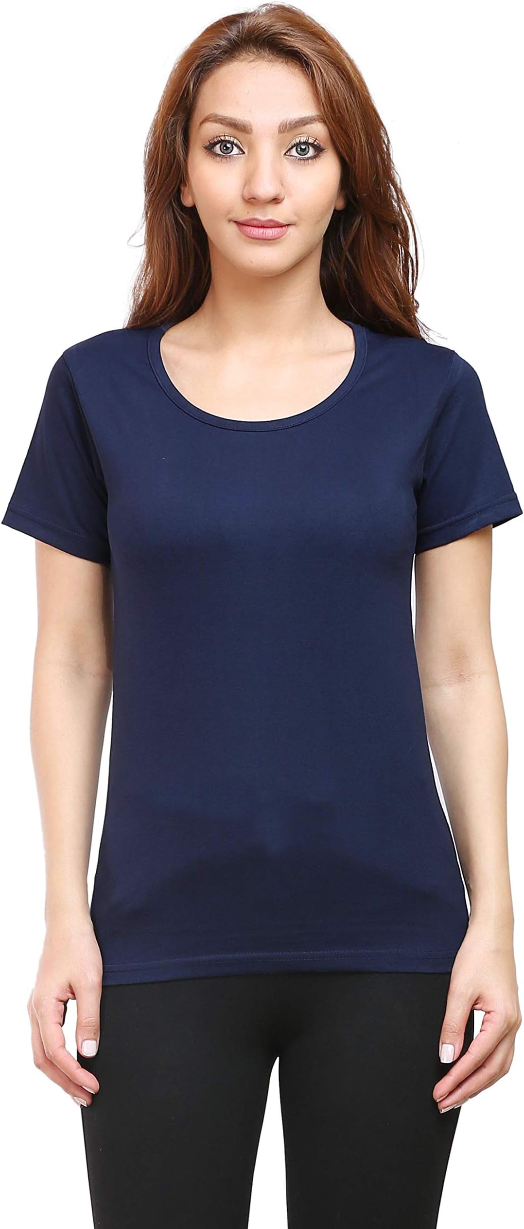 Regular Fit Solid Cotton Half Sleeves Round Neck Women's T-Shirt