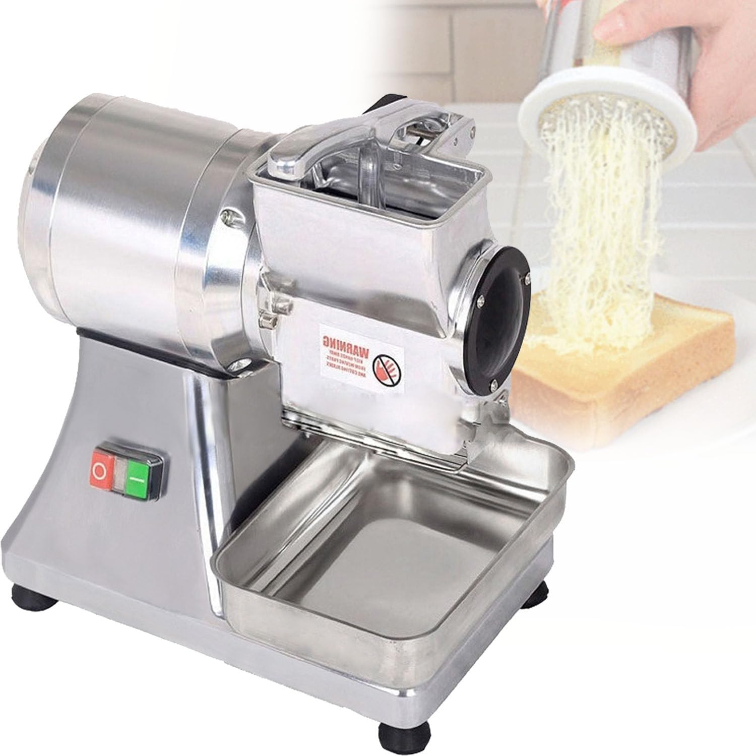 Commercial Cheese Grater,550w Rotary Electric Grater Machine with Stainless Steel Tray,High Output 40kg/H,High Efficiency Copper Motor,for Cheese,Butter