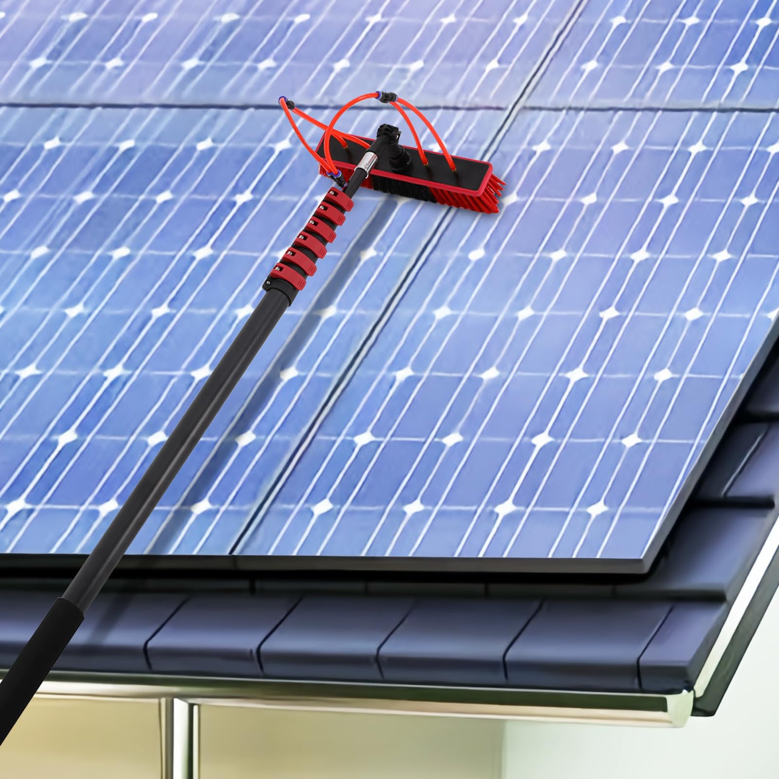 Fensterreinigungsstange Fensterreiniger mit Bürstenkopf 180 ° Einstellbarer Winkel 1.61-9m Einstellbare Stange Länge für die Reinigung von Hausdächern (30ft)