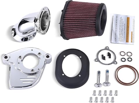 Heavy Breather Extreme Air Cleaner Intake Filter for Harley Touring, Softail, Street Electra Road King Glide, 2018-2022 Chromed