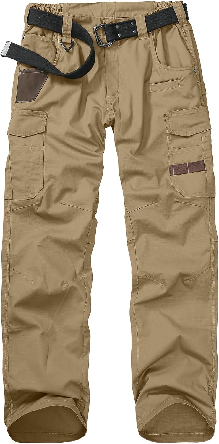 Men's Work Pants, Ripstop Water Resistant Stretch Outdoor BDU Tactical Hiking Utility Cargo Pants for Men