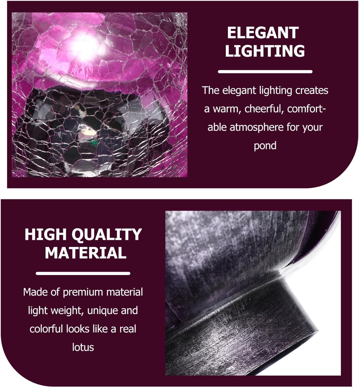 MERRYHAPY Solar Lotus Shape Pond Light Outdoor Purple Solar Garden Floating Decorative Landscape Lamp for Patio Lawn Water Pool