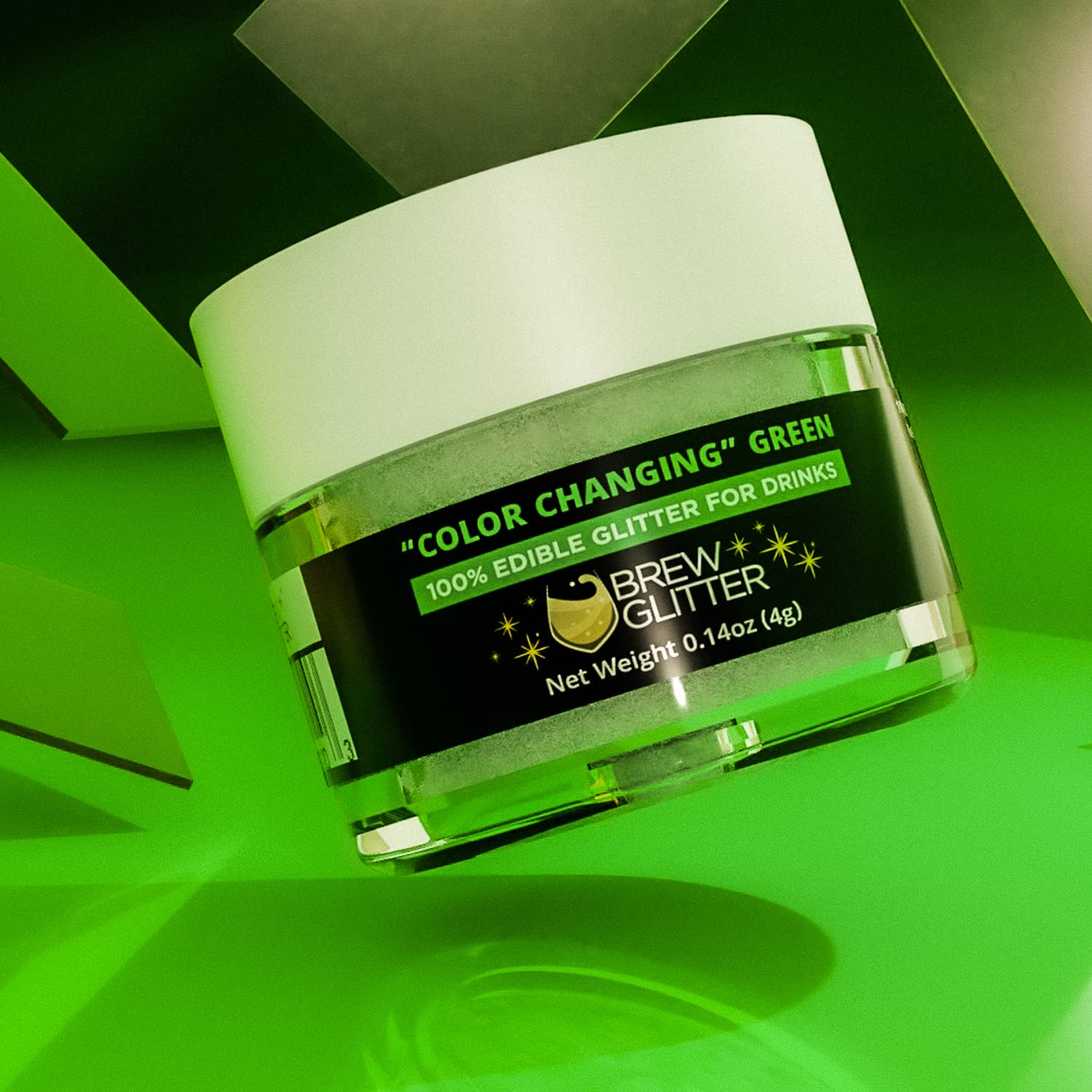 Bakell's Green Color Changing Brew Glitter (25 Gram, 1x Spray Pump | Edible Glitter for Every Beverage!