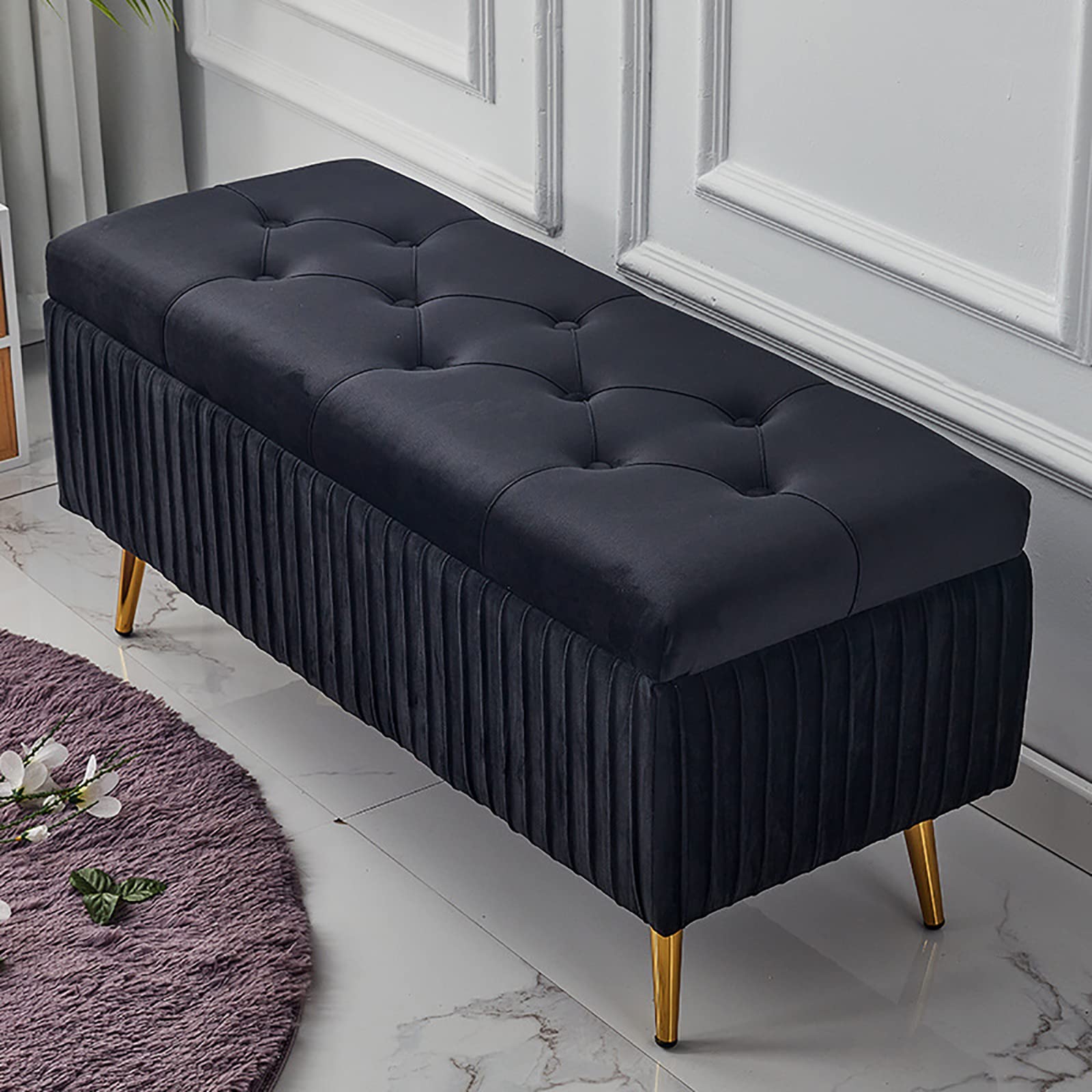 Banc de rangement en velours chic pour sublimer votre décoration de chambre