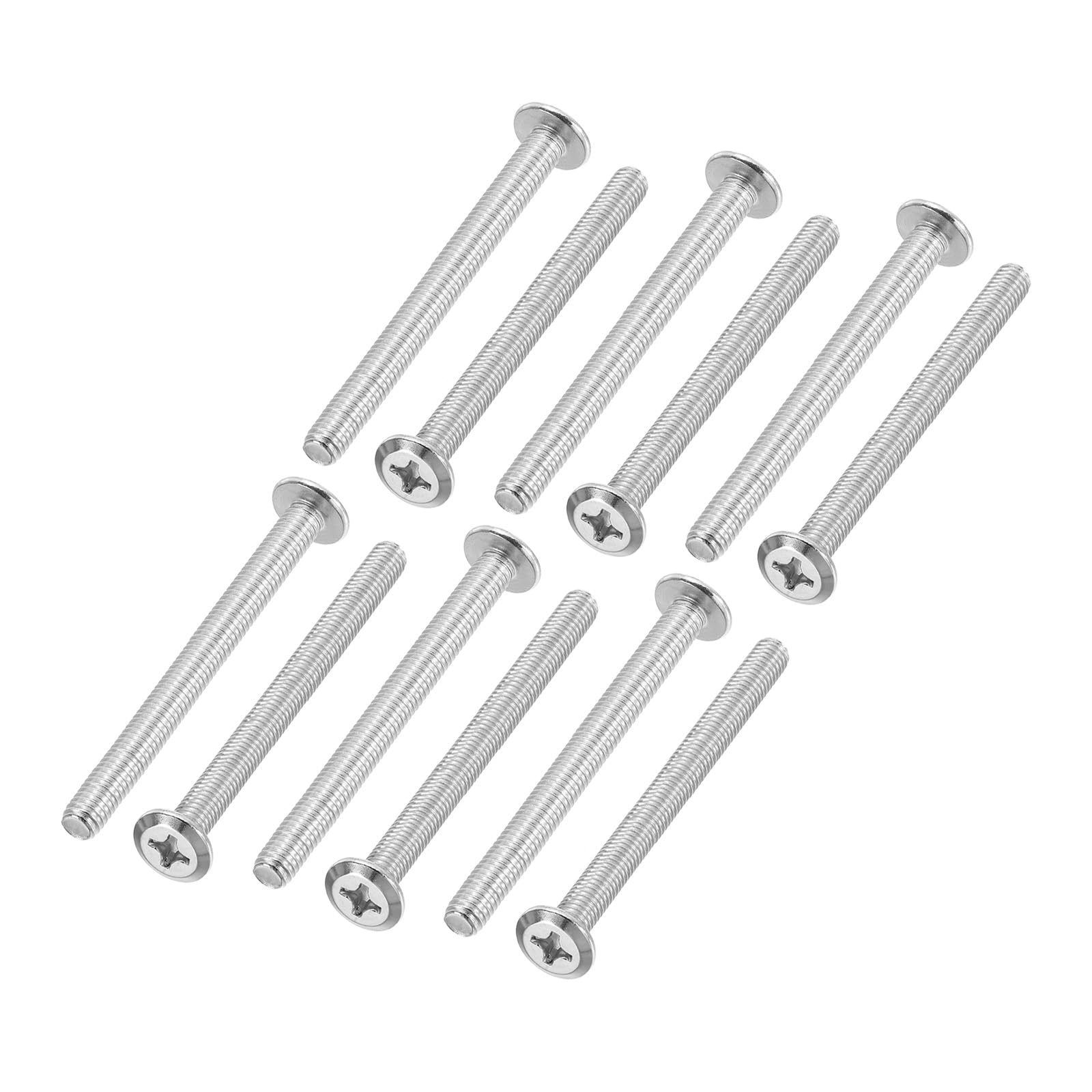PATIKIL Flat Round Head Phillips Screws, 8 Pack M6-1 x 70mm Binding Screws 304 Stainless Steel 18-8 Full Thread