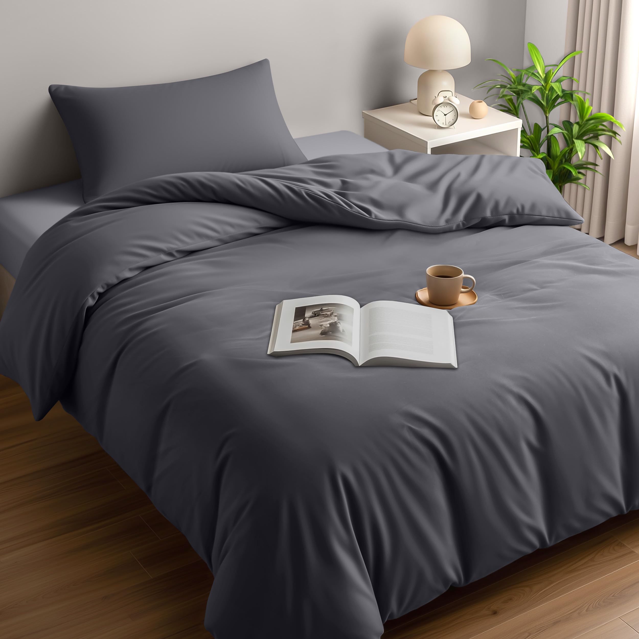 Utopia Bedding Single Duvet Cover Sets - Soft Microfibre Polyester Duvet Cover with Pillow case - Bedding Quilt Cover Set (Grey)OEKO-TEX STANDARD 100
