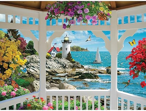 Bits and Pieces Rompecabezas grande de 300 piezas para adultos  Vista de cenador  Rompecabezas de vista al mar por Alan Giana  Tamaño del