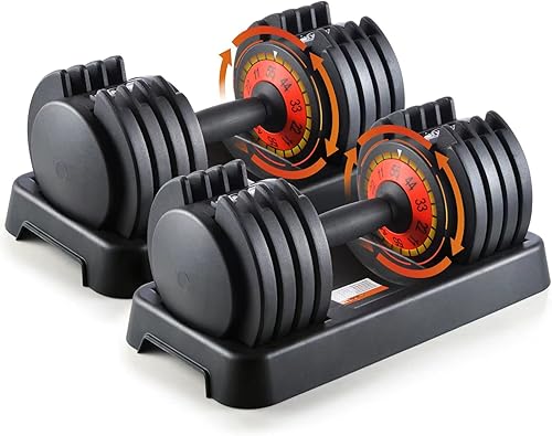 2555 lbs Pair Adjustable Dumbbell, Fast Adjust Dumbbell Weight for Exercises Pair Dumbbells for Men and Women in Home Gym Workout Equipment,