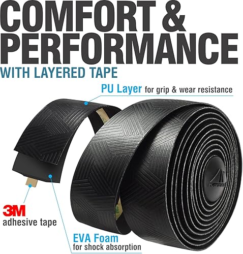 Miniatura 3 de MARQUE Cinta para manillar Pro Bike  Barra de caída de bicicleta de carretera con parte trasera adhesiva, viene con un par de tapones de extremo de