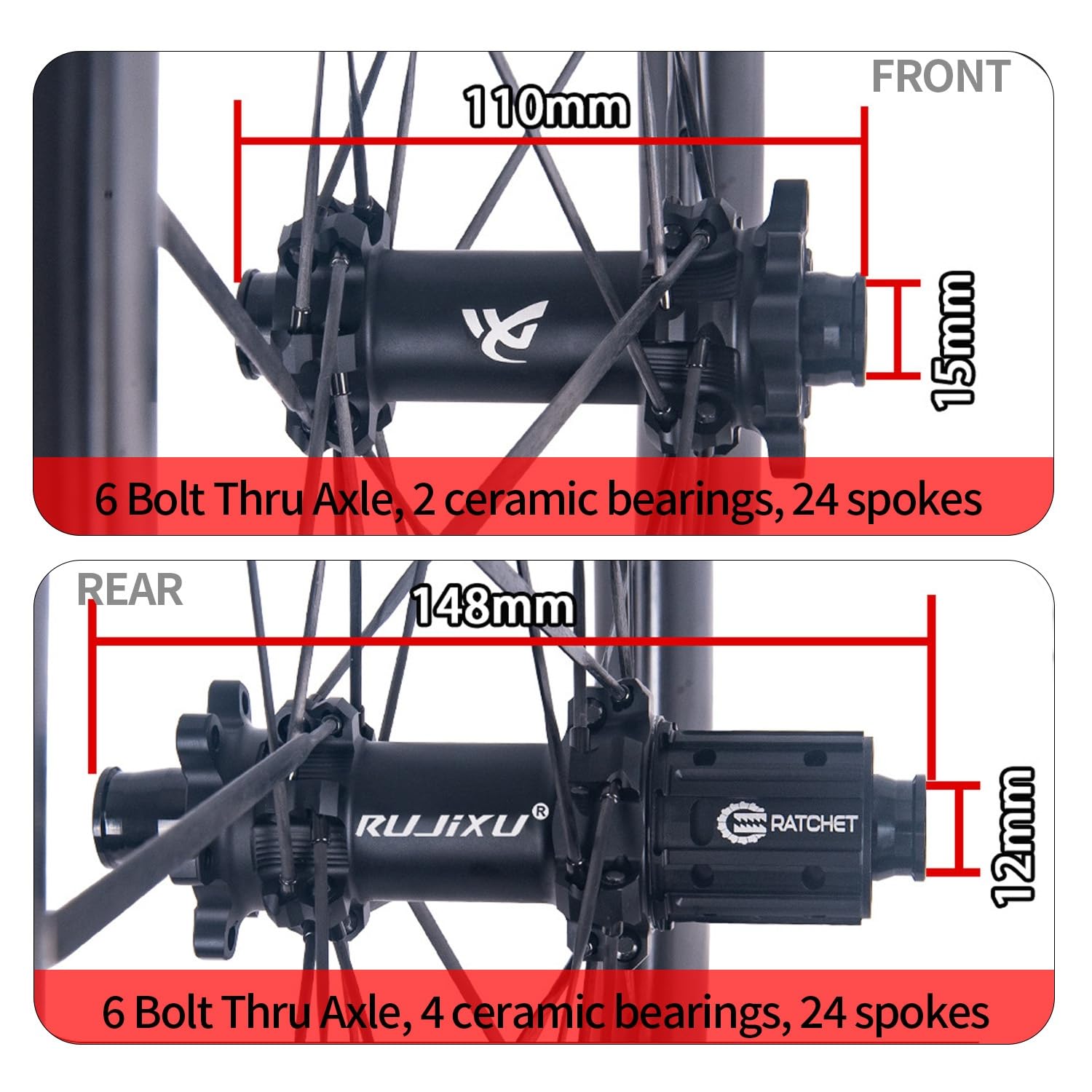 Set Di Ruote Boost Ibride In Carbonio/MTB 29 Pollici/700C Cuscinetti In Ceramica, HG 8-12S