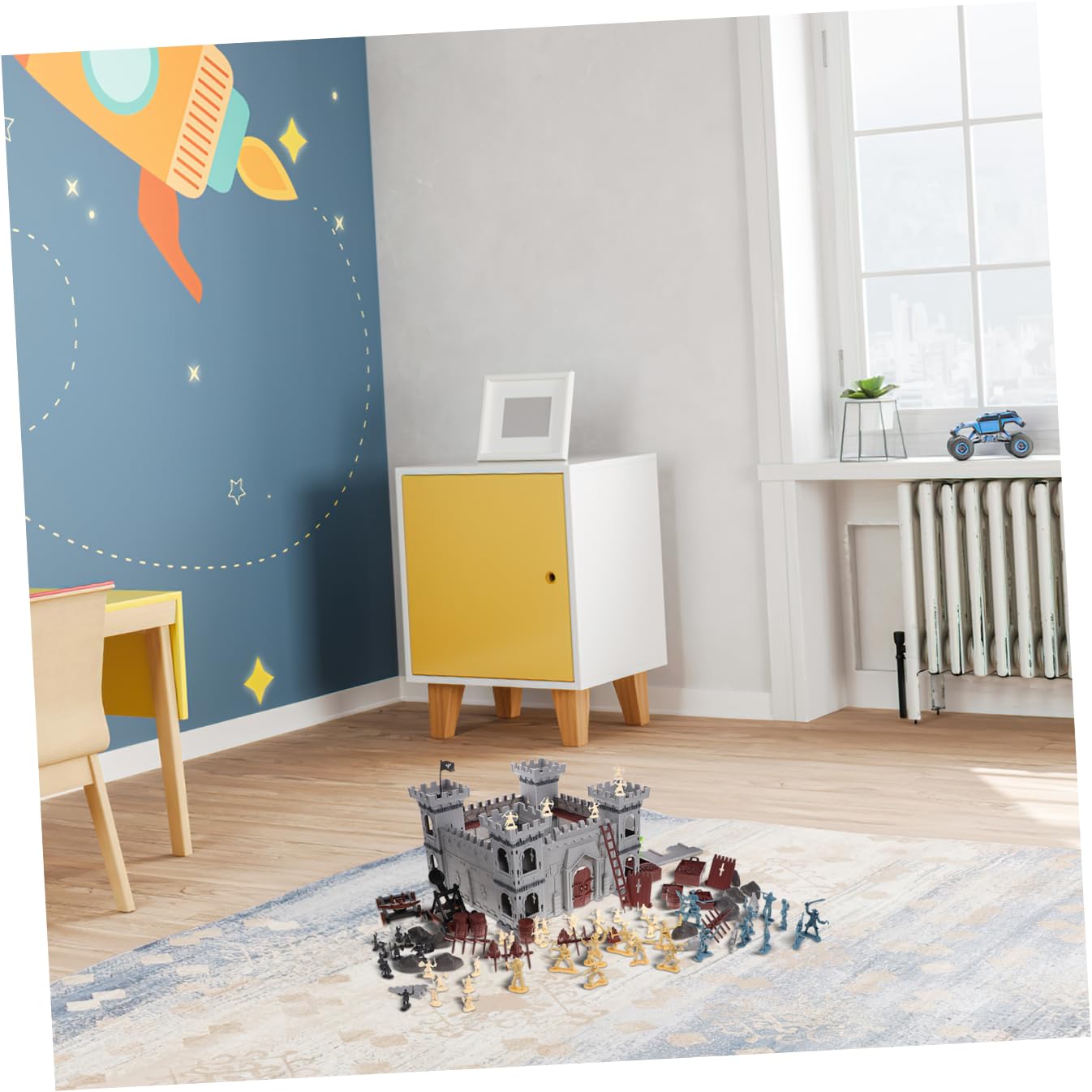 VICASKY Playset Castello Pirata Assemblabile, Kit in Plastica | Soldatini e Accessori da Pirata Inclusi, Stile Tematico per Ragazzi e Ragazze, Uso Educativo e Decorativo