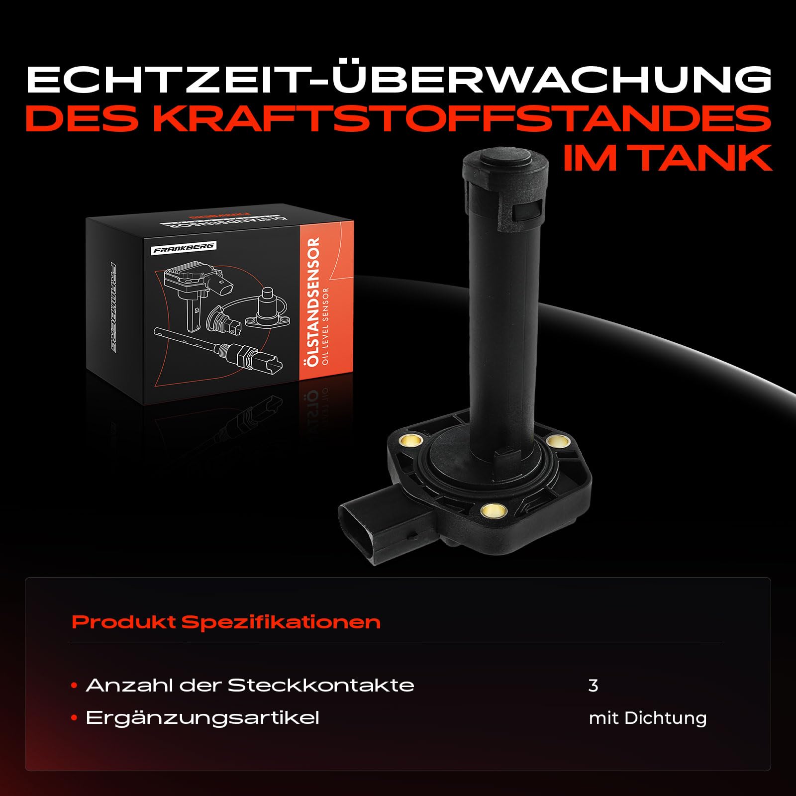 Frankberg Ölstandsensor Ölniveausensor für 1er E81 E82 E87 E88 3er E90 E91 E92 E93 5er F10 F11 E60 E61 2003-2017 12617607910
