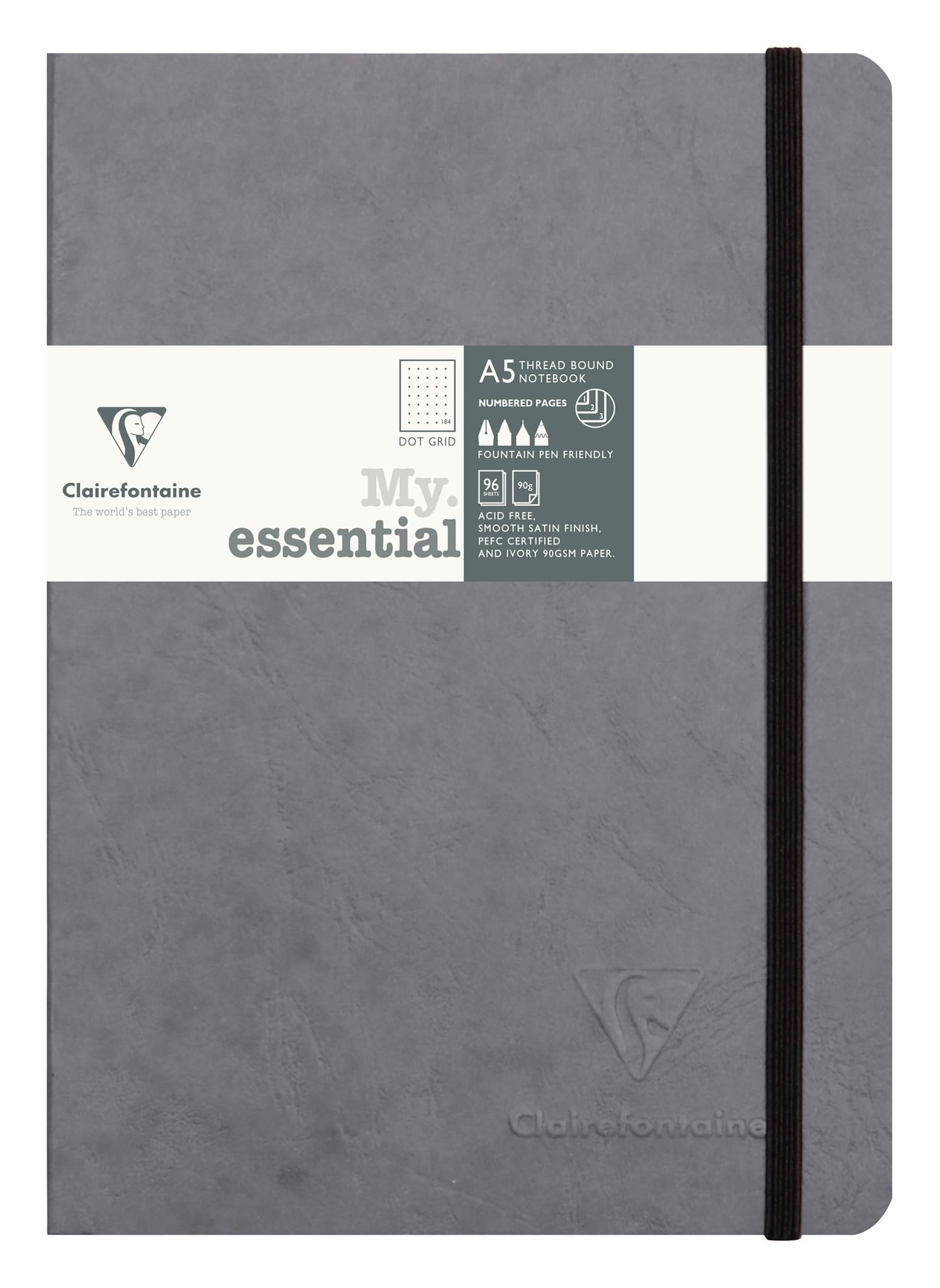 Clairefontaine Age Bag Threadbound Notebook A5 - Dotgrid / Grey