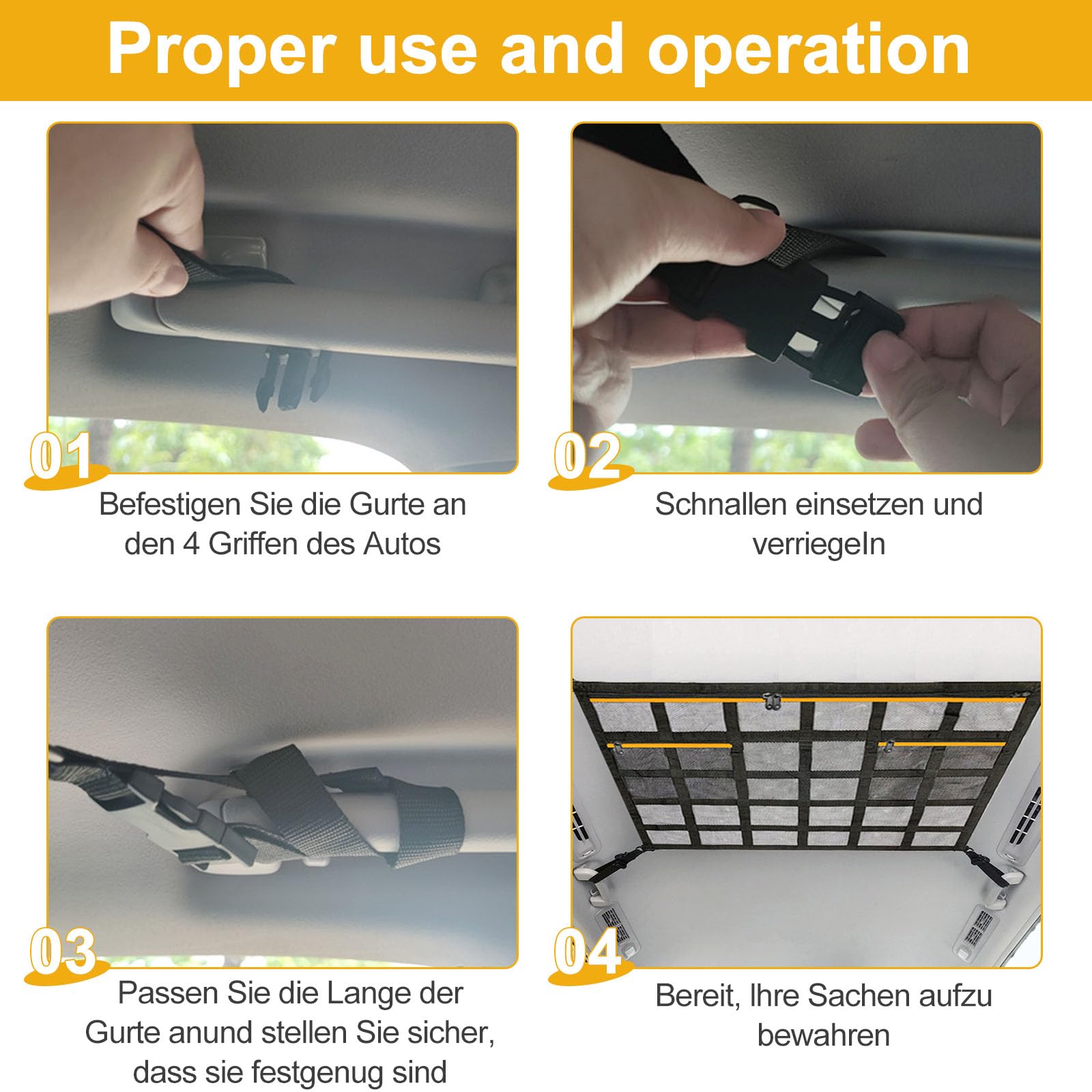 LustLocke Filet De Rangement, 90 × 65 Cm Filet Voiture Avec Sangles